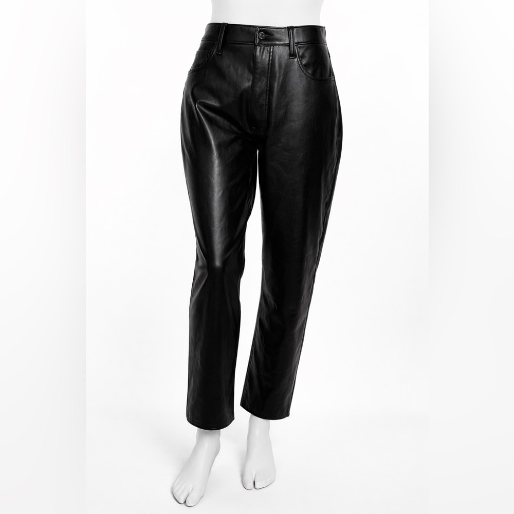 Abercrombie & Fitch Curve Love Vegan Leather Ankle Straigh Pants Sz 10 High Rise - Picture 2 of 6